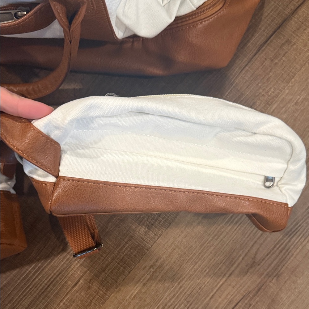 3 piece weekend faux leather and canvas travel set - Picture 12 of 14
